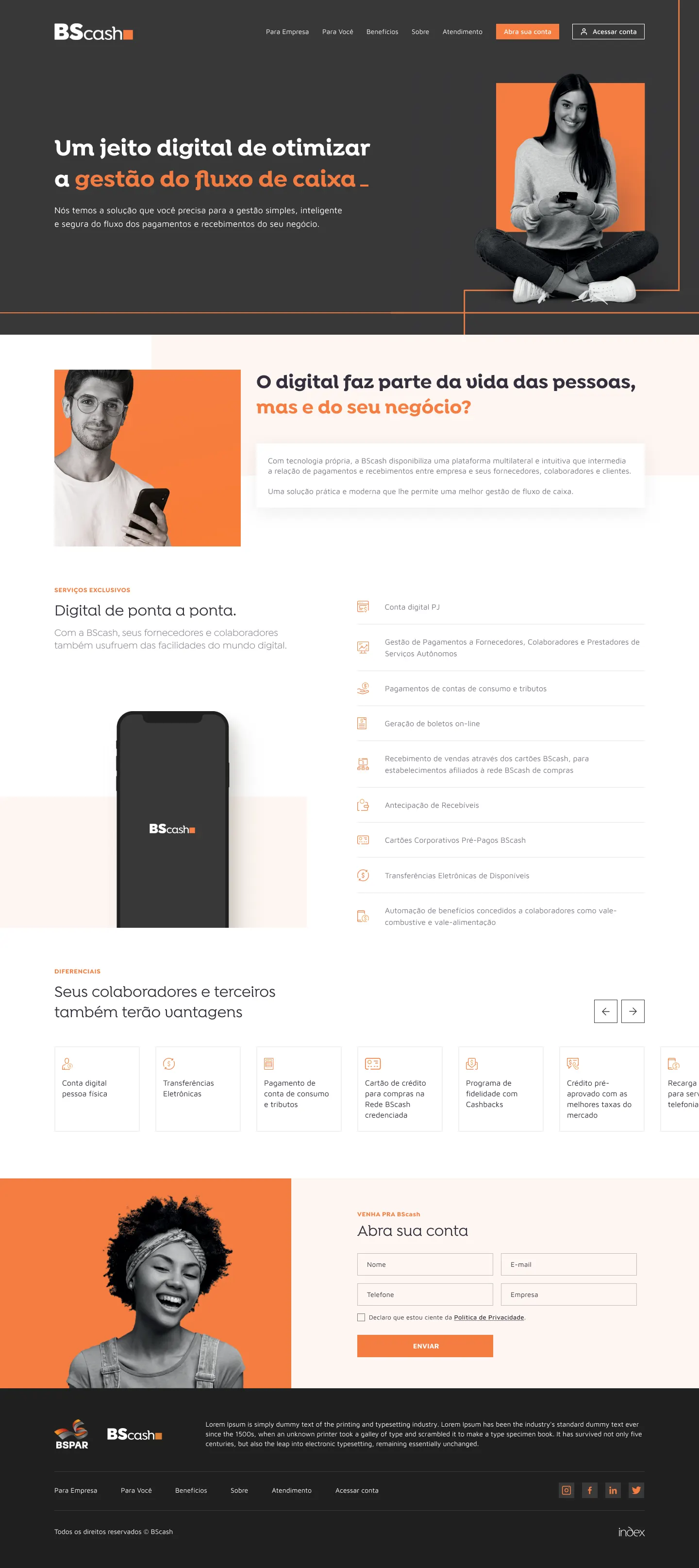 Interface do site da BSCash