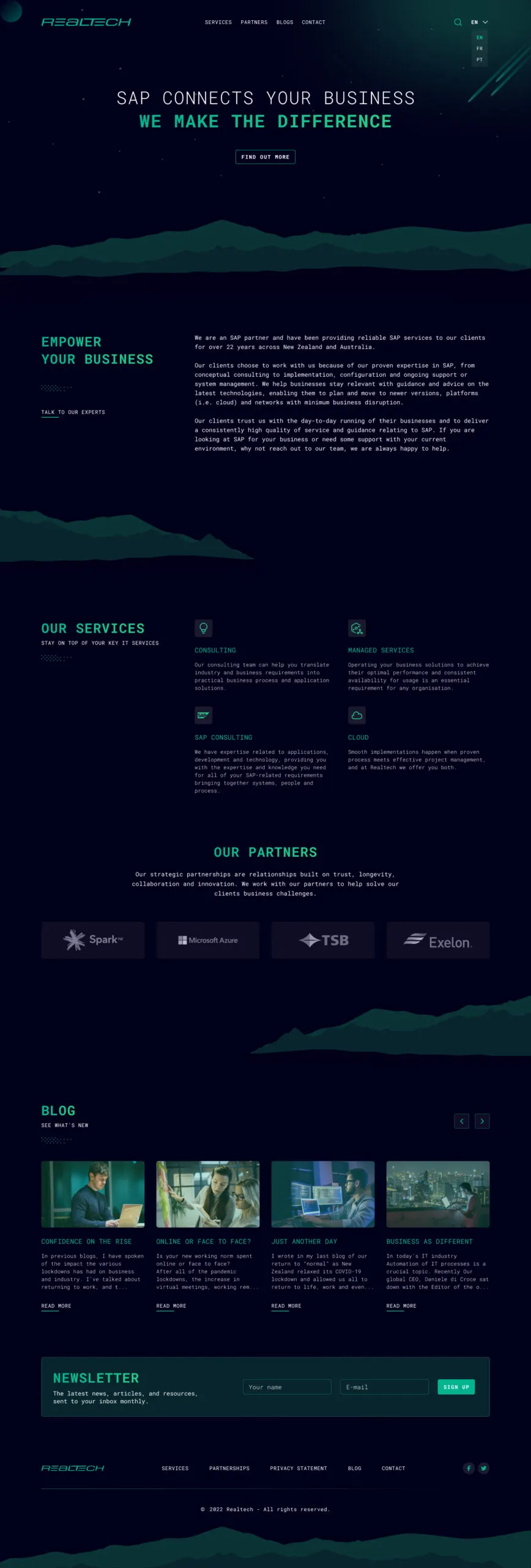 Interface do site da Realtech